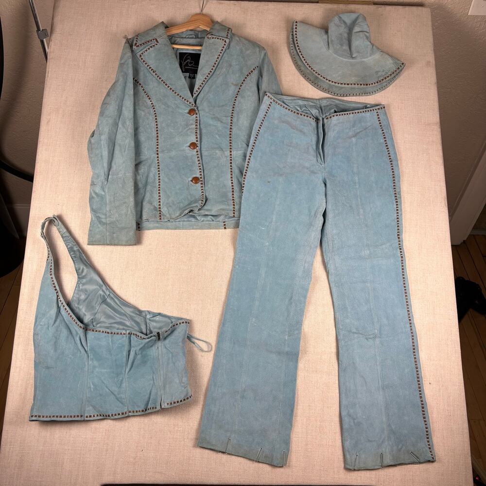 Vintage Wilsons Leather Venus Williams RARE Blue Suede Leather Full Set XL - Picture 1 of 16